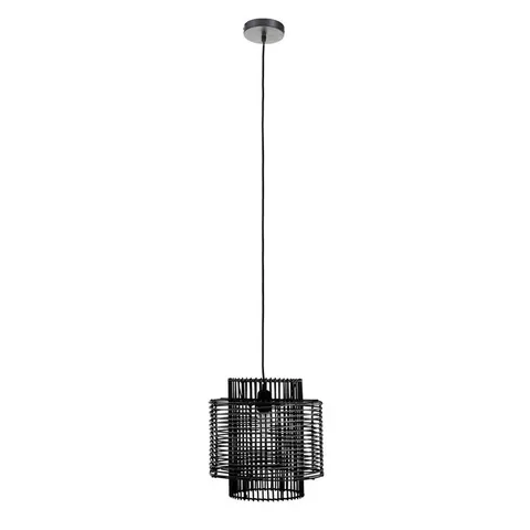 Black Rattan Overlapping Pendant Light | Jaya – image 2