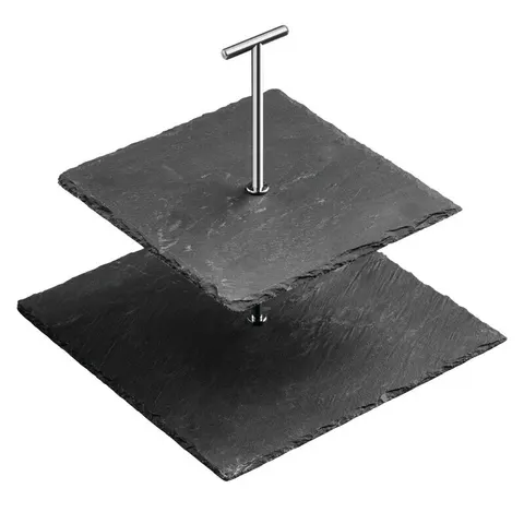 Preto 2 Tier Square Cake Stand | Slate – image 2