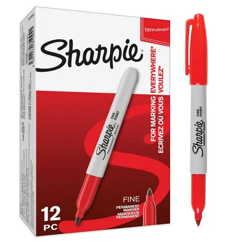 Sharpie Permanent Markers Red Fine Tip 0.9mm Pack 12 – image 2