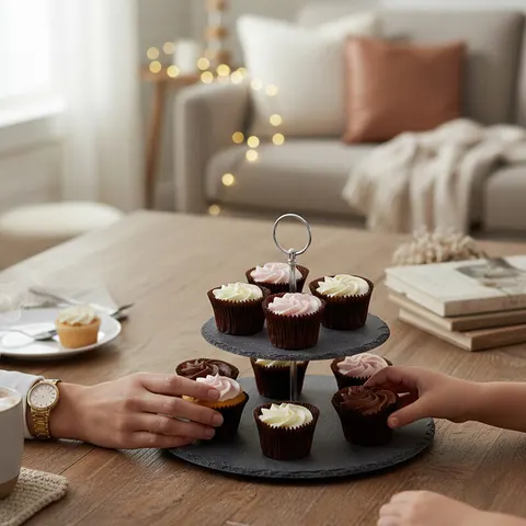 Preto 2 Tier Round Cake Stand | Slate – image 2