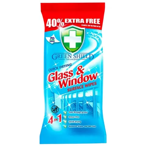 Green Shield Glass & Window Cleaning Wipes 70 pcs – image 2