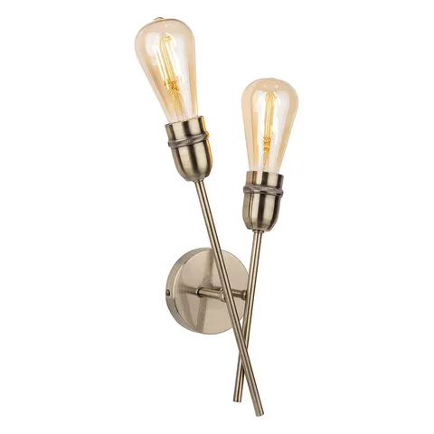 Firstlight Leon 2-Light Wall Light Retro Style in Antique Brass – image 2