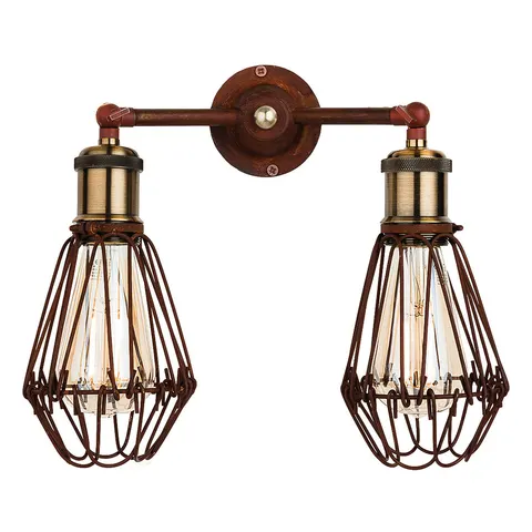 Firstlight Arcade 2-Light Wall Light Industrial Style in Rustic Brown – image 2