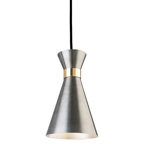 Ohio 1 Light Ceiling Pendant Antique Silver, Brass, E27 – image 2