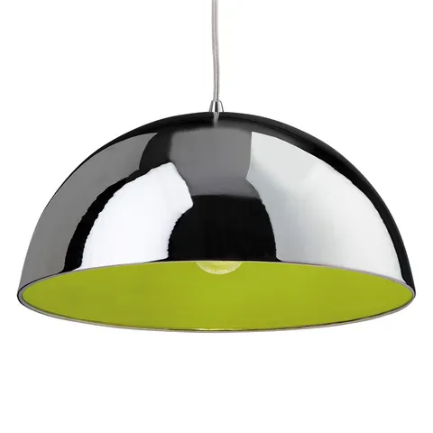 Bistro 1 Light Dome Ceiling Pendant Chrome, Green Inside, E27 – image 2