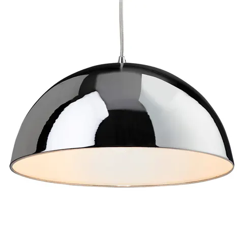 Bistro 1 Light Dome Ceiling Pendant Chrome, White Inside, E27 – image 2