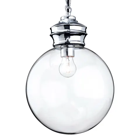 Omar 1 Light Globe Ceiling Pendant Chrome, Clear Glass, E27 – image 2