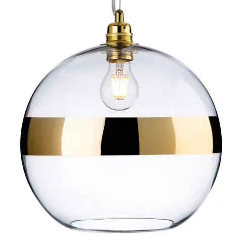 Saturn 1 Light Globe Ceiling Pendant Gold, Clear Glass, E27 – image 1