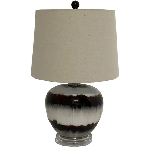 Sepia Shadows Squat Table Lamp With Linen Shade – image 2
