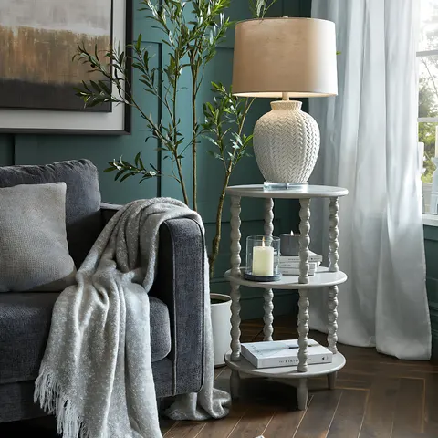 Twill Weave Ceramic Table Lamp With Linen Shade – image 2