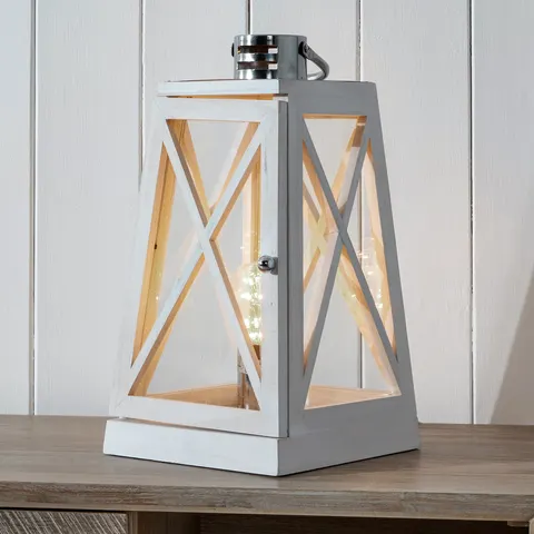 White Wash and Chrome Lantern Table Lamp – image 2