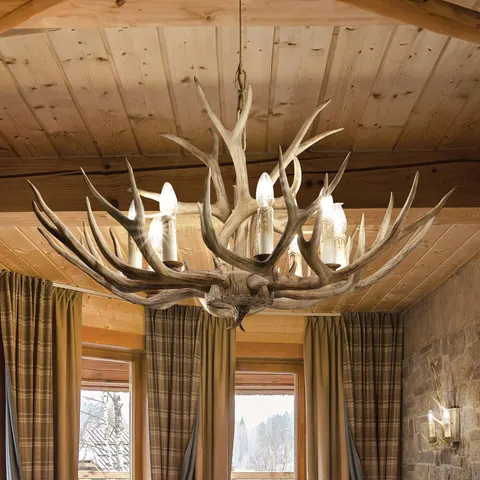 Chalet 8 Light Pendant Chandelier Light Brown, E14 – image 2