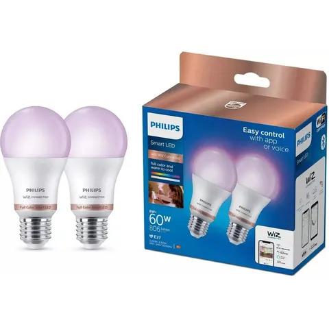 Philips WiZ E27 Colour Smart LED Wi-Fi Bulb - 2 Pack – image 2