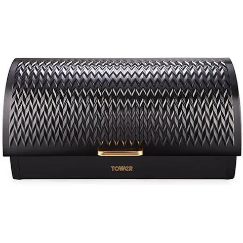 Tower Empire Roll Top Bread Bin Black – Steel – image 2