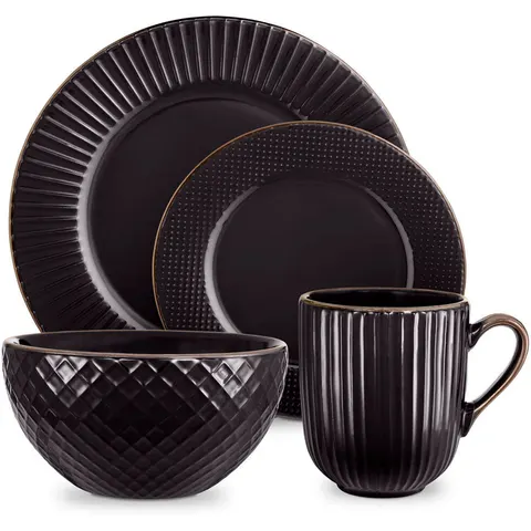 Tower Empire 16 Piece Dinnerware Set Black – image 2