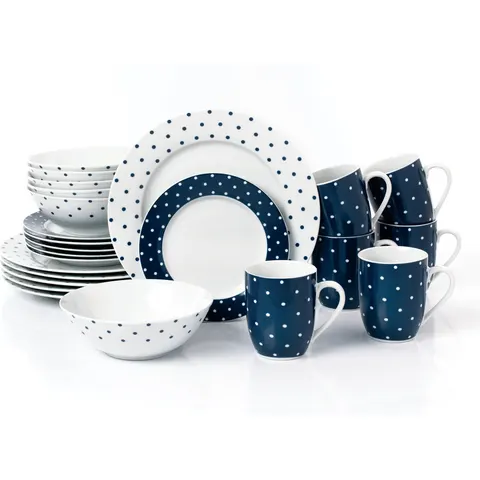 24pc Blue & White Spot Dinner Set – image 2