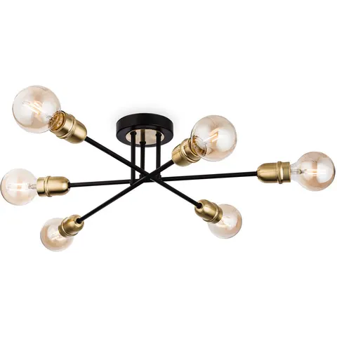 Firstlight Trident 6-Light Flush Ceiling Light Modern Style in Black and Brushed Brass – image 2