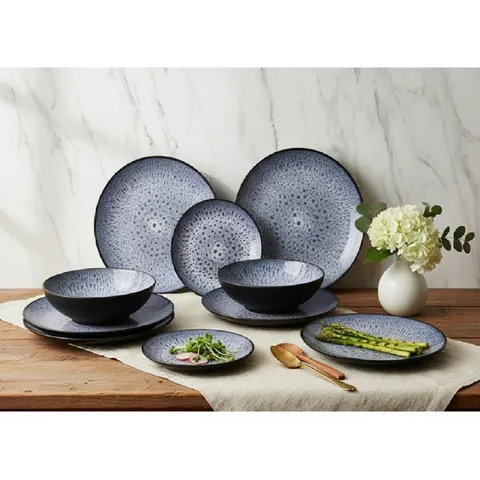 12pc Blue & Purple Reactive Glaze Dinner Set – image 2