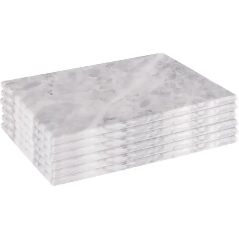 Argon Tableware 6x Marble Placemats - 30 x 20cm - Rectangular White Serving Board Solid Worktop Protector Mat Serving Platter White One Size 6 – image 2
