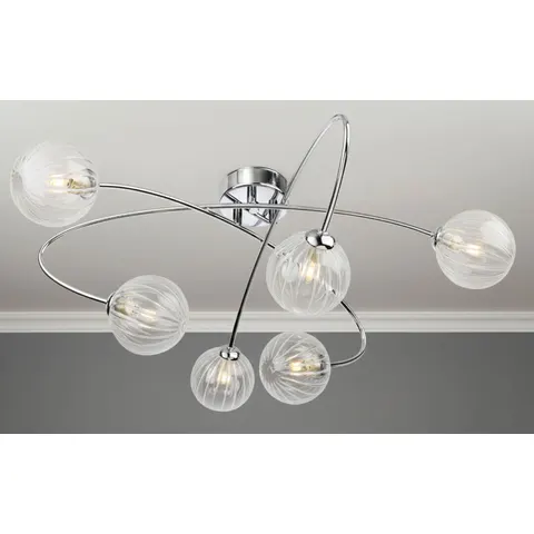Atom 6 Light Flush Ceiling Fitting Chrome with Clear Decorative Glass 6xG9 – image 2
