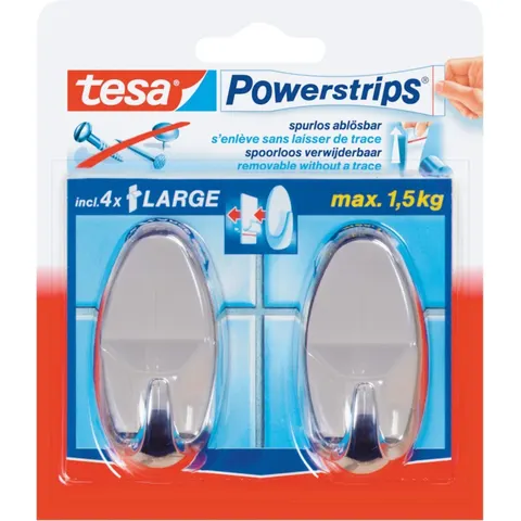 Tesa Powerstrips Haken Large Oval chrom – Bild 2