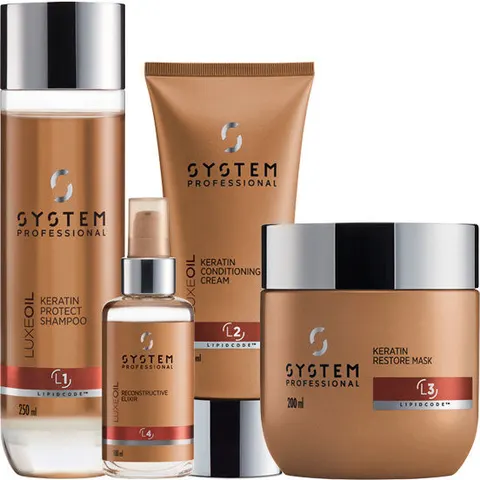 680ml System Professional LipidCode Luxeoil Set Variante 1 (Shampoo 250ml + Conditioner 200ml + Mask 200ml + Elixir 30ml) – Bild 2