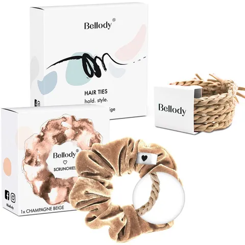 Bellody Chamapgne Duo (Haargummis 4St. + Scrunchie) – Bild 2