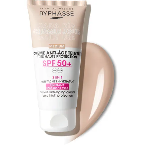 Byphasse Anti-Aging-Gesichtscreme mit Farbe SPF50+ 50 ml Medium – Bild 2