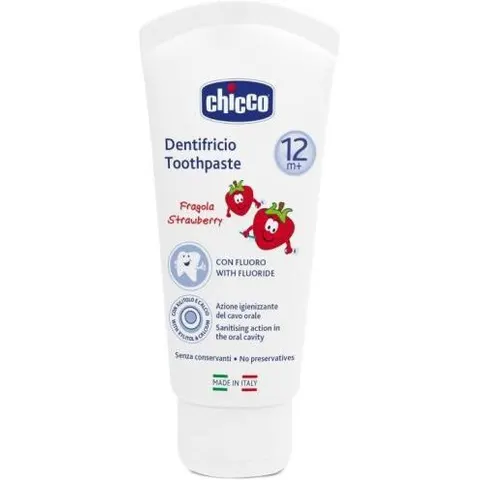 Chicco Erdbeerpaste 12M+ mit Fluorid – Bild 2