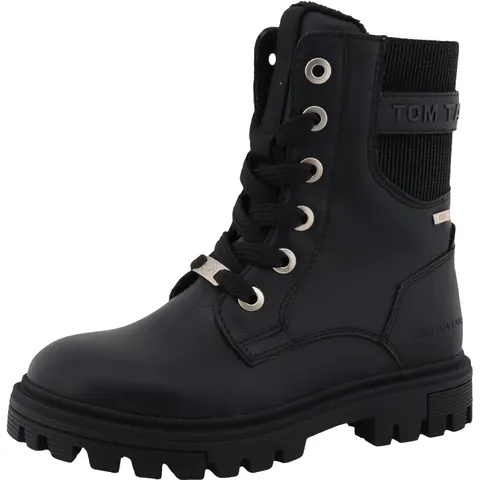 Winterboots TOM TAILOR, Kinder, Gr. 34, Warmfutter, schwarz, Elastischer Einsatz, Lederimitat, unifarben, Schuhe Winterboots, Schnürstiefelette, Winterstiefelet – Bild 2