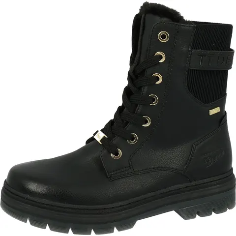 Schnürboots TOM TAILOR, Damen, Gr. 42, Warmfutter, schwarz, Elastischer Einsatz, Lederimitat, Schuhe Schnürboots, Winterstiefel mit Logoprägung an der Ferse, To – Bild 2