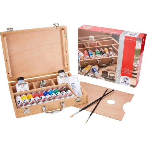 ROYAL TALENS Van Gogh Holzkoffer-Set Acrylfarben Basic – Bild 2