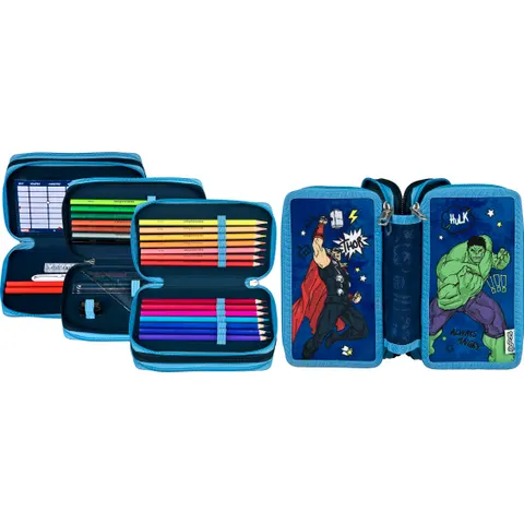 Federmäppchen SCOOLI "Tripledecker, Avengers", Kinder, bunt (avengers), Polyester, Schreibgeräteetuis Federmäppchen avengers Einheitsgrösse – Bild 2