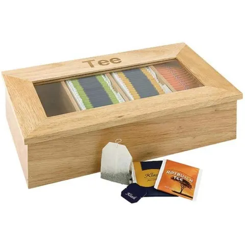 APS Teebox, aus Holz, 4 Kammern, hellbraun – Bild 2