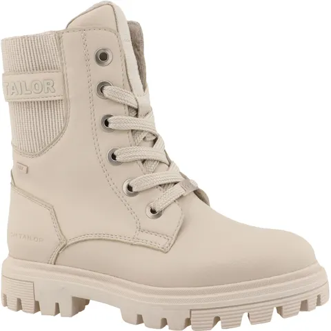 Winterboots TOM TAILOR, Kinder, Gr. 31, Warmfutter, beige, Elastischer Einsatz, Lederimitat, unifarben, Schuhe Winterboots, Schnürstiefelette, Winterstiefelette – Bild 3