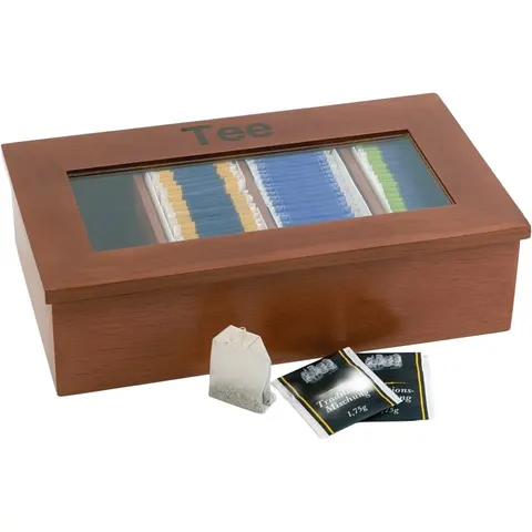 APS Teebox, aus Holz, 4 Kammern, dunkelbraun – Bild 3