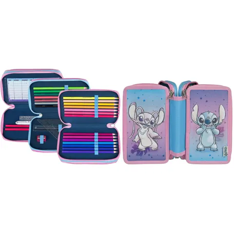 Federmäppchen SCOOLI "Tripledecker", Kinder, bunt (lilo, stitch), Polyester, Schreibgeräteetuis Federmäppchen lilo, stitch Einheitsgrösse – Bild 3