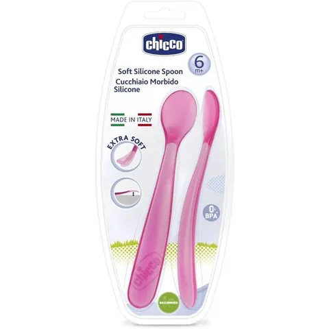 Chicco Soft Silicone spoon 6m+ Pink 2 pc – image 2