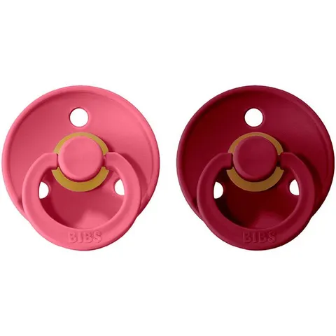 BIBS Colour Natural Rubber Size 2: 6+ months dummy Coral / Ruby 2 pc – image 2