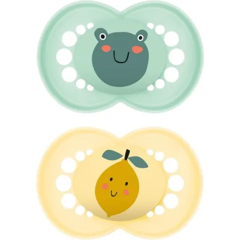 MAM Original 6+ months dummy Mint/ Yellow 2 pc – image 2
