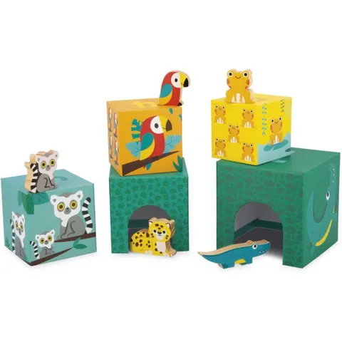 Janod Tropik 5-Cube Pyramid stackable tower 12m+ 5 pc – image 2