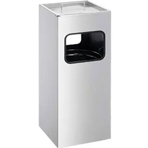 DURABLE 333123 - Waste container with ashtray, 17 l, square, silver – image 2