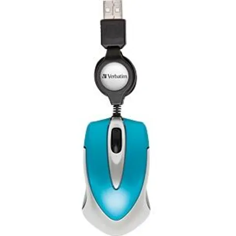 VERBATIM 49022 - Wired mouse, with retractable cable, USB, blue – image 2