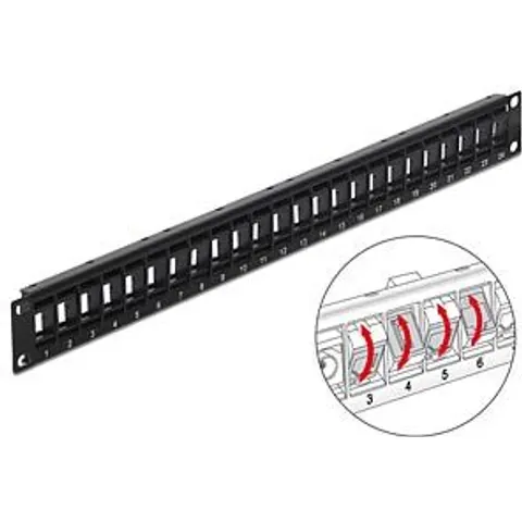 "DELOCK 43340 - 19"" Keystone Patch Panel 24 Port rotatable black" – image 2