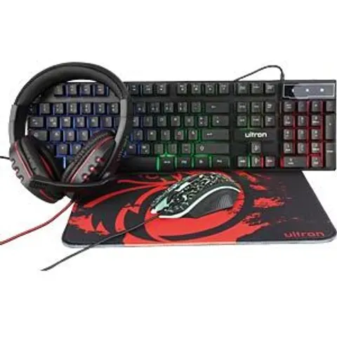 ULTRON 303150 - Keyboard/mouse/headset combination, USB, gaming set, DE – image 2