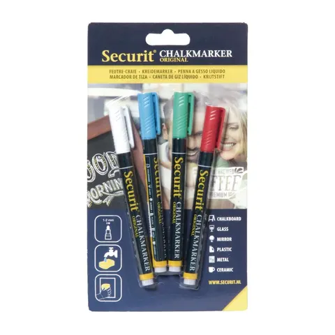 Securit 2mm Liquid Chalk Pens Assorted Colours (4 pack) – image 2