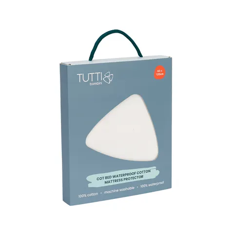 Tutti Bambini Cot/Cot Bed Waterproof Cotton Mattress Protector – White – image 2
