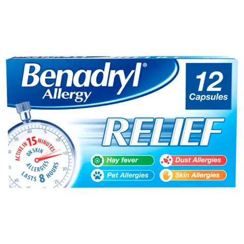 Benadryl Allergy Relief – 12 Capsules – image 2