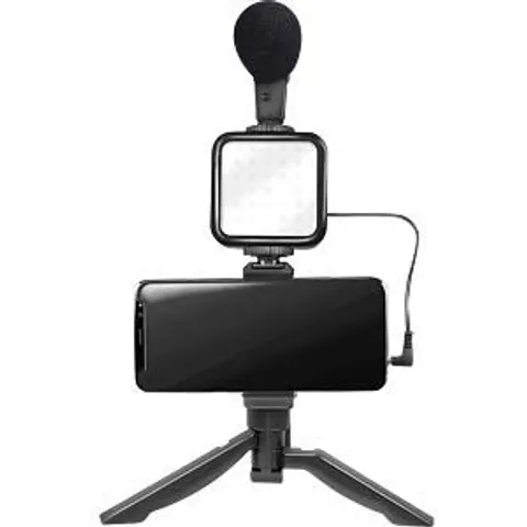 LogiLink Vlogger-Starter-Kit. with LED Light. microphone and handle – image 2