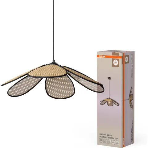 OSRAM Hängeleuchte Decor Rattan Daisy, Ø 69 cm, beige, E27 – beige, schwarz – Bild 2
